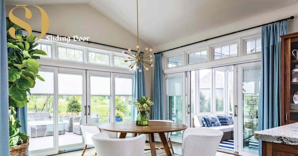 Sliding glass door from ceiling to floor
